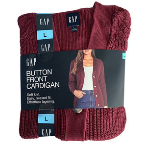 GAP Button Front Cardigan Womens Size Large Burgundy Button up Cardigan